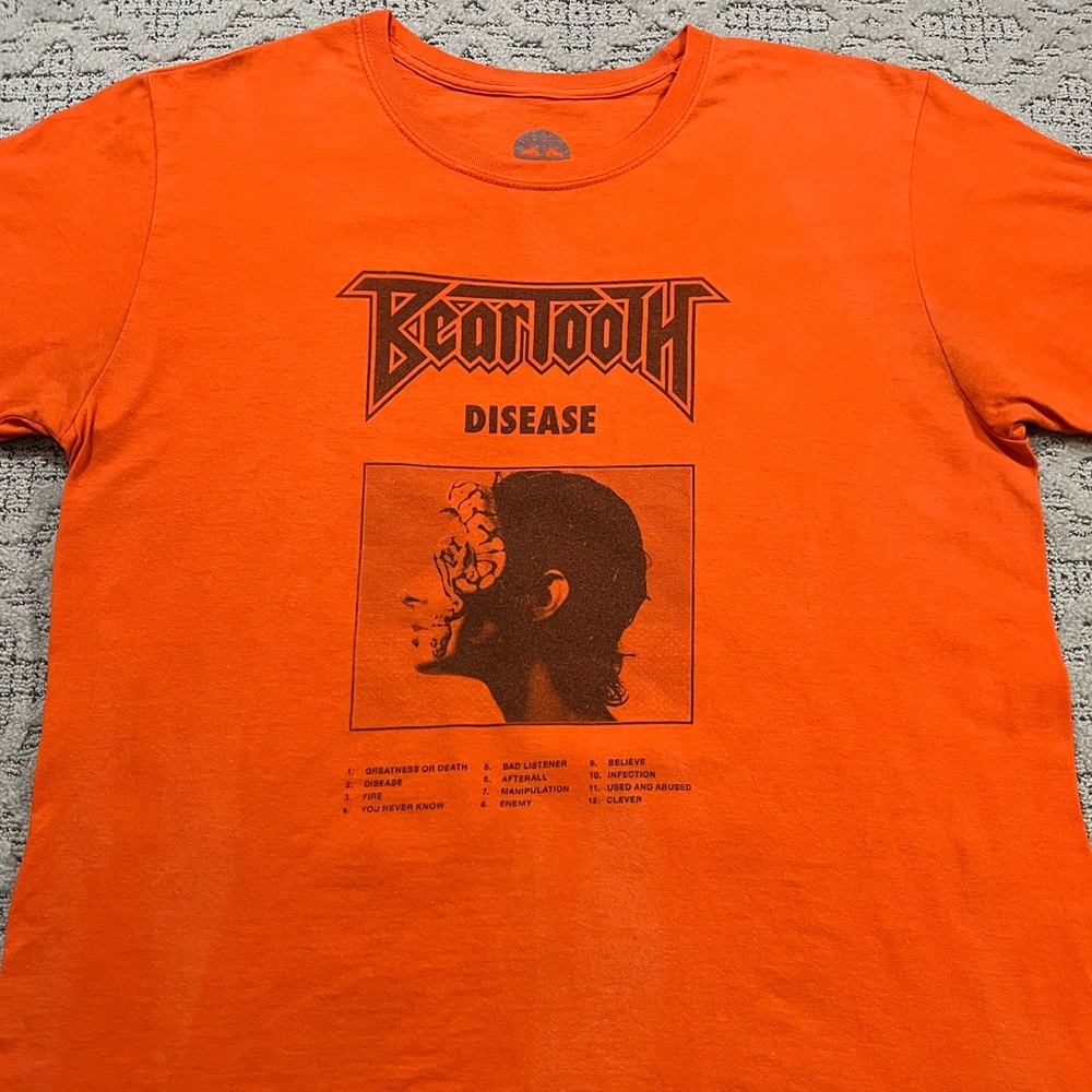 🎸 '18 Beartooth Band Red Bull Records Bright Orange Disease Album Track List Tee